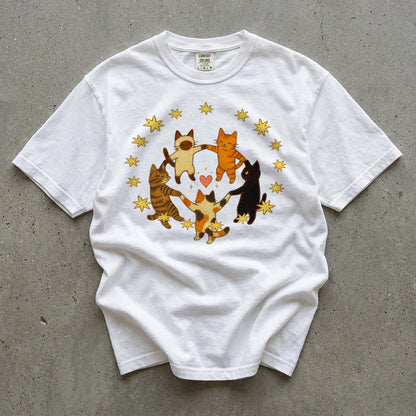Comfort Colors Dancing Cats T-Shirt, Cat Lover Shirt, Retro 70s Vibe, Gift for Cat Mom