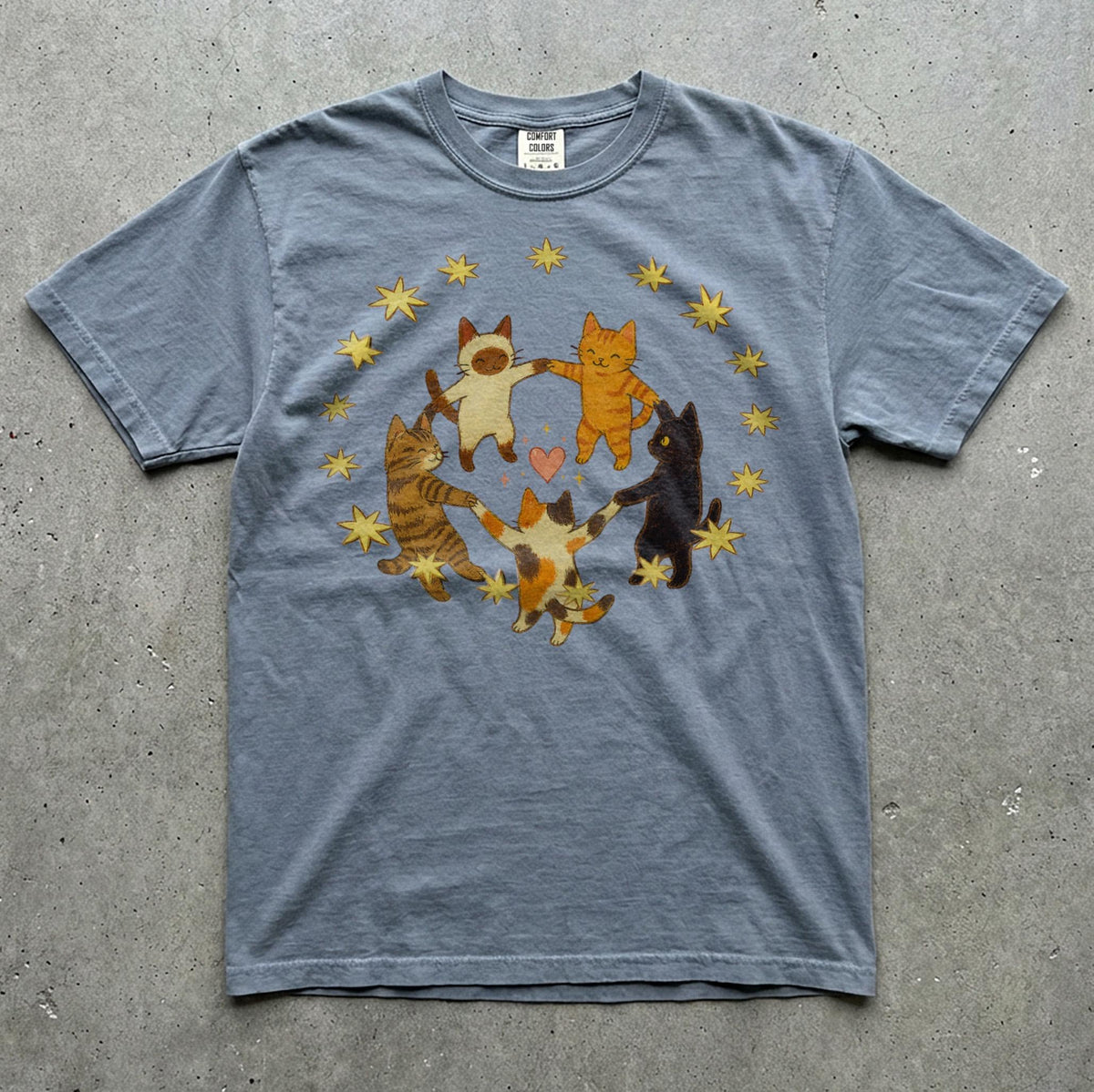 Comfort Colors Dancing Cats T-Shirt, Cat Lover Shirt, Retro 70s Vibe, Gift for Cat Mom