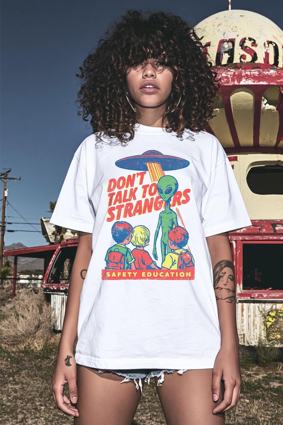 Retro Alien Safety Education Shirt, 80s Sci Fi UFO Graphic Tee