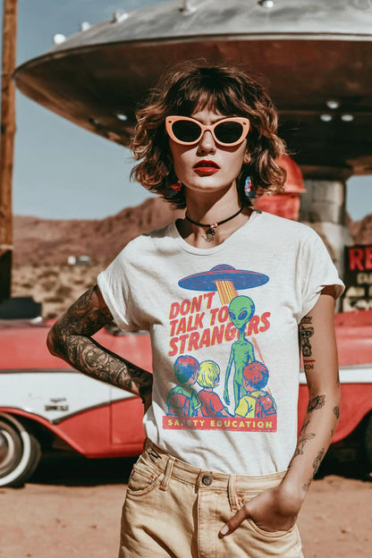 Retro Alien Safety Education Shirt, 80s Sci Fi UFO Graphic Tee
