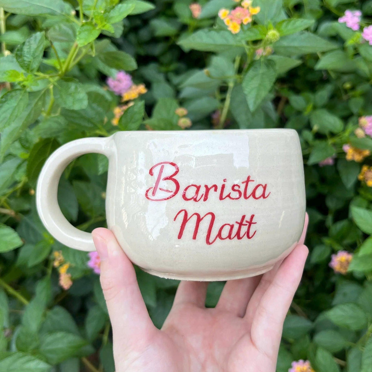 Personalized Cappuccino Cup – Custom Name Ceramic Mug, Handmade Pottery