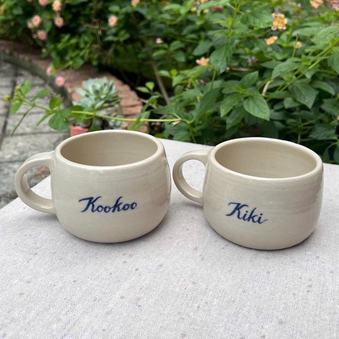 Personalized Cappuccino Cup – Custom Name Ceramic Mug, Handmade Pottery