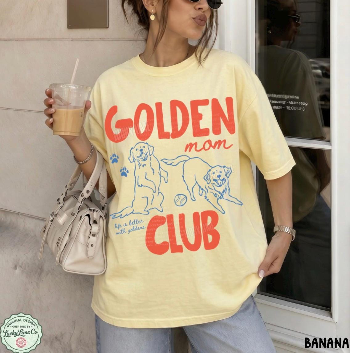 Golden Mom Club Golden Retriever graphic T-shirt in Banana