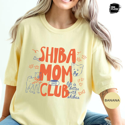 Shiba Mom Club Comfort Colors T-Shirt – Cute Shiba Inu Dog Mom Tee