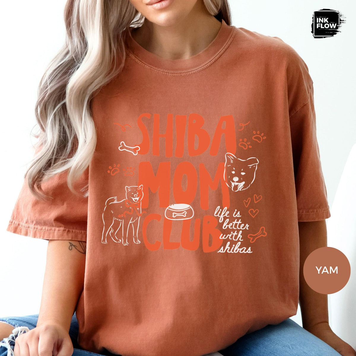 Shiba Mom Club Comfort Colors T-Shirt – Cute Shiba Inu Dog Mom Tee