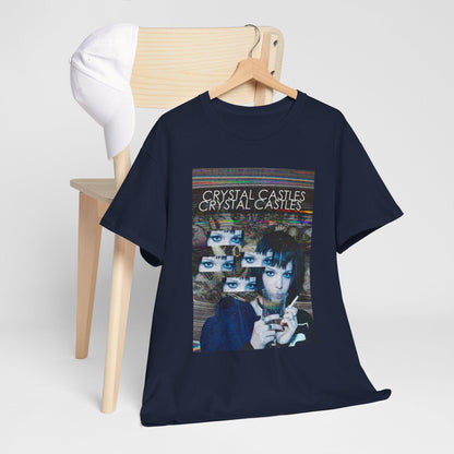 Crystal Castles Graphic Tee | Retro Glitch Eyes Album Art