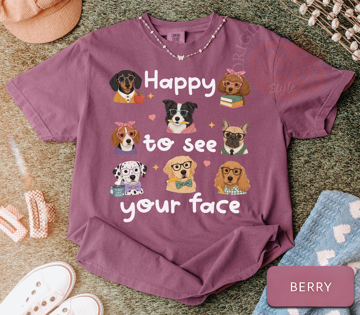 Happy to See Your Face Teacher Shirt, Dog Lover Teacher Tee, Cute Teacher Dog Shirt, Comfort Colors Teacher Shirt, Back to School Tee