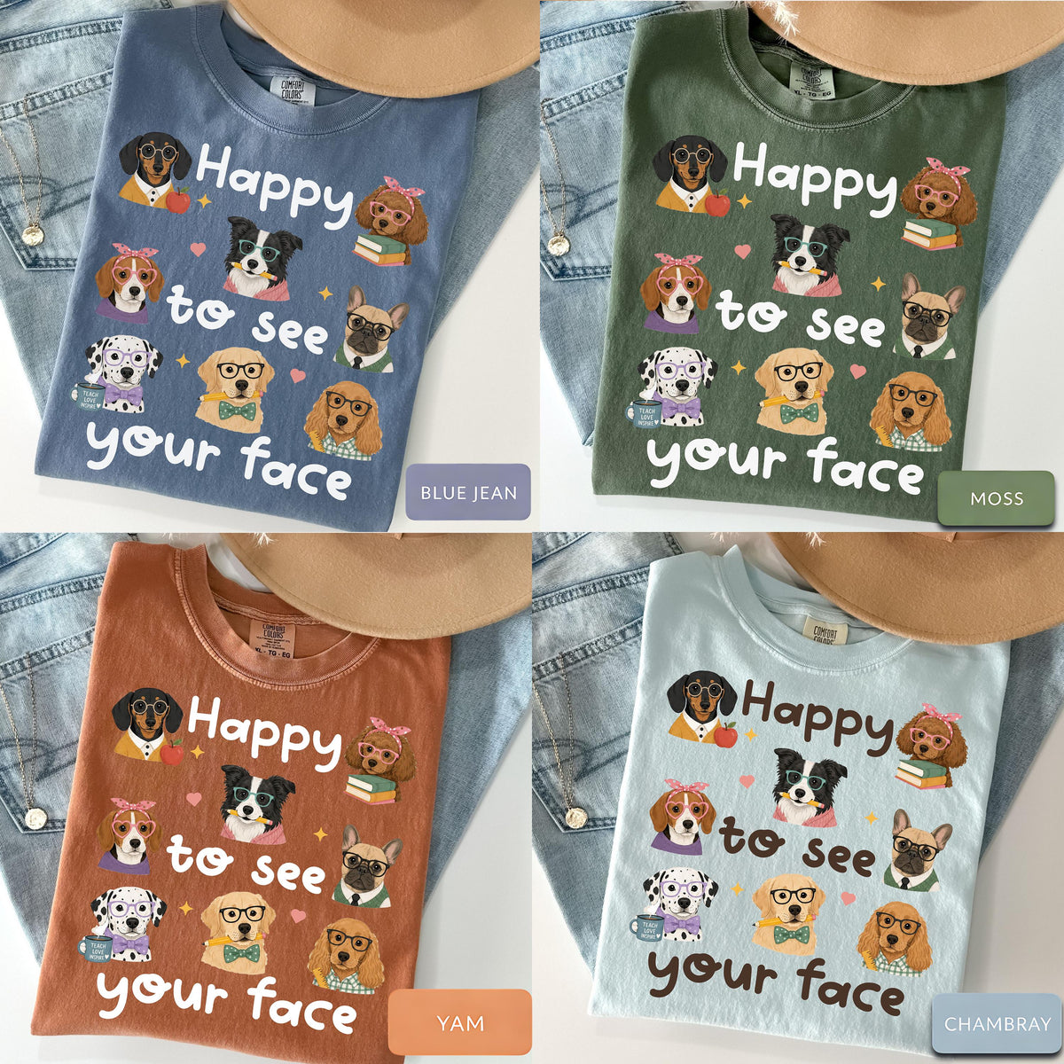 Happy to See Your Face Teacher Shirt, Dog Lover Teacher Tee, Cute Teacher Dog Shirt, Comfort Colors Teacher Shirt, Back to School Tee