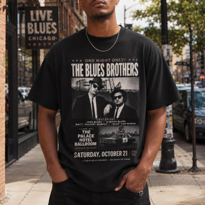 Blues Brothers Shirt, Vintage 80s Concert Tee with Retro Design