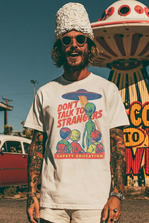 Retro Alien Safety Education Shirt, 80s Sci Fi UFO Graphic Tee