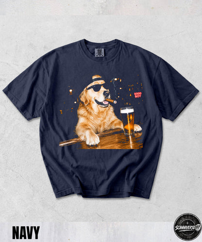 Golden Retriever Drinking Beer Graphic T-Shirt,Sarcastic Dog Meme Shirt,Golden Retriever Lovers Gift,Retriever Mom Dad Shirt,Stupid Shirt