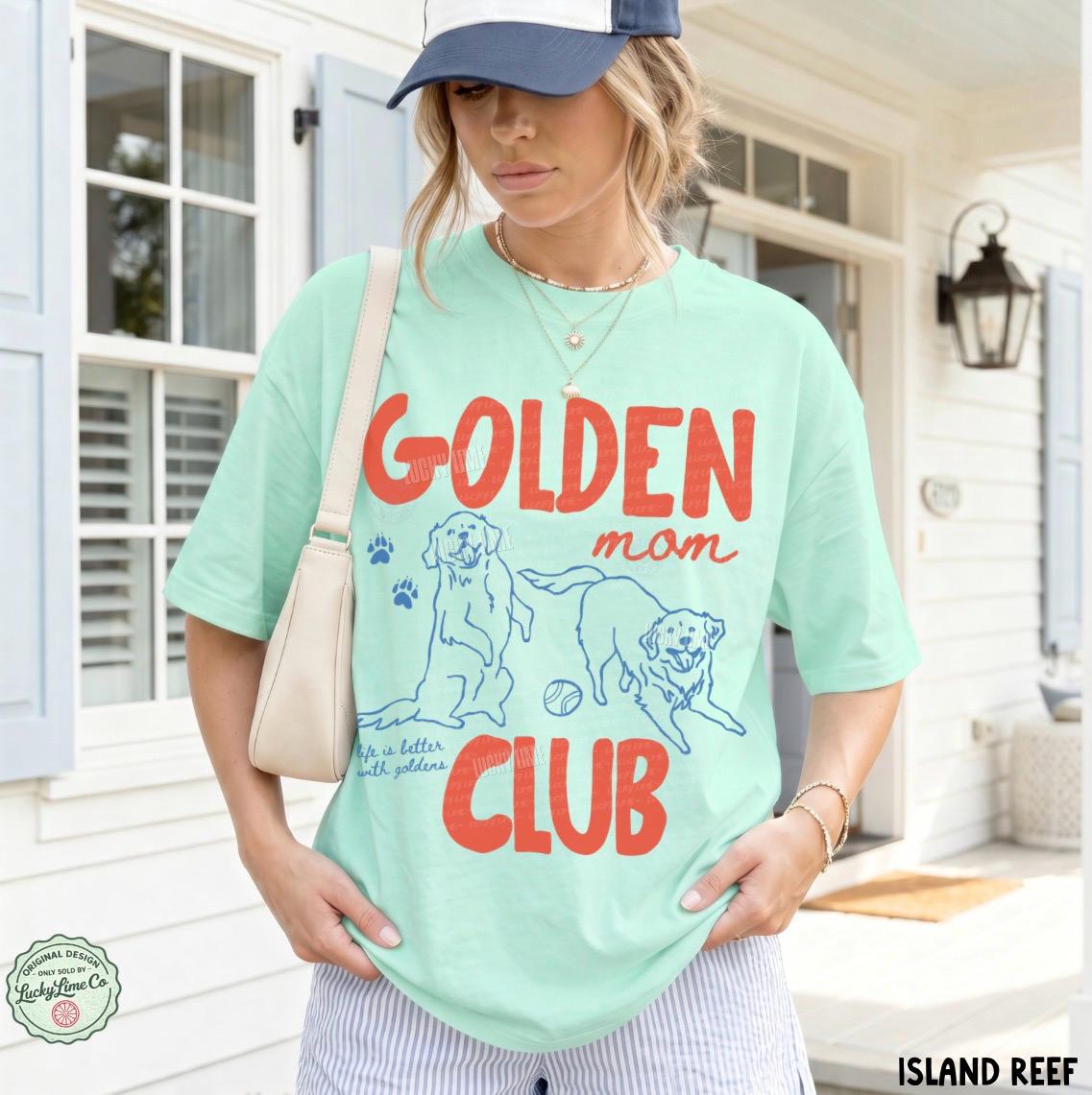 Golden Mom Club Golden Retriever graphic T-shirt in Island Reef