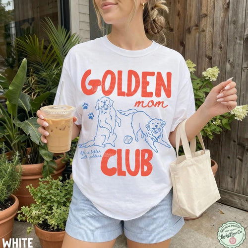 Golden Mom Club Golden Retriever graphic T-shirt in White