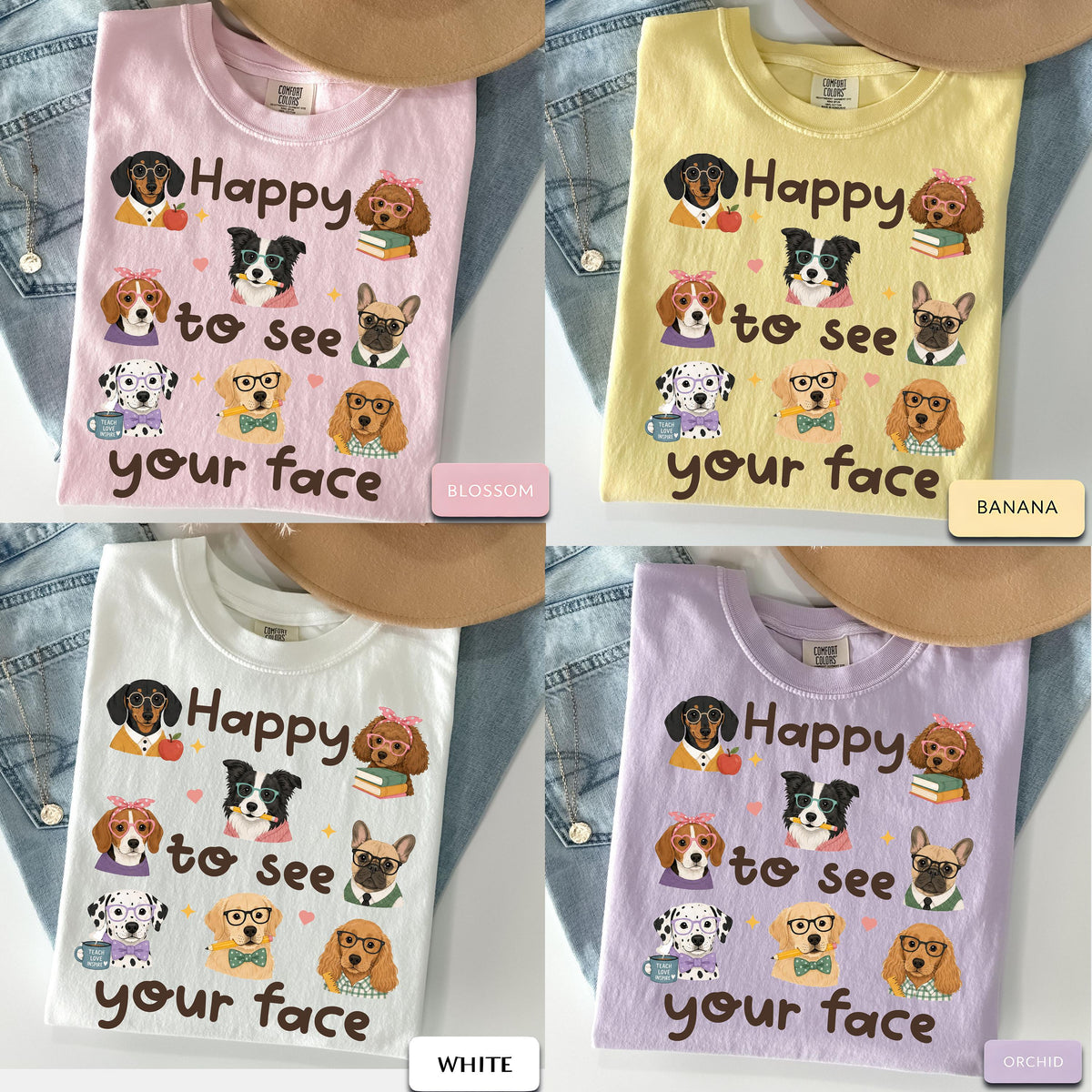 Happy to See Your Face Teacher Shirt, Dog Lover Teacher Tee, Cute Teacher Dog Shirt, Comfort Colors Teacher Shirt, Back to School Tee