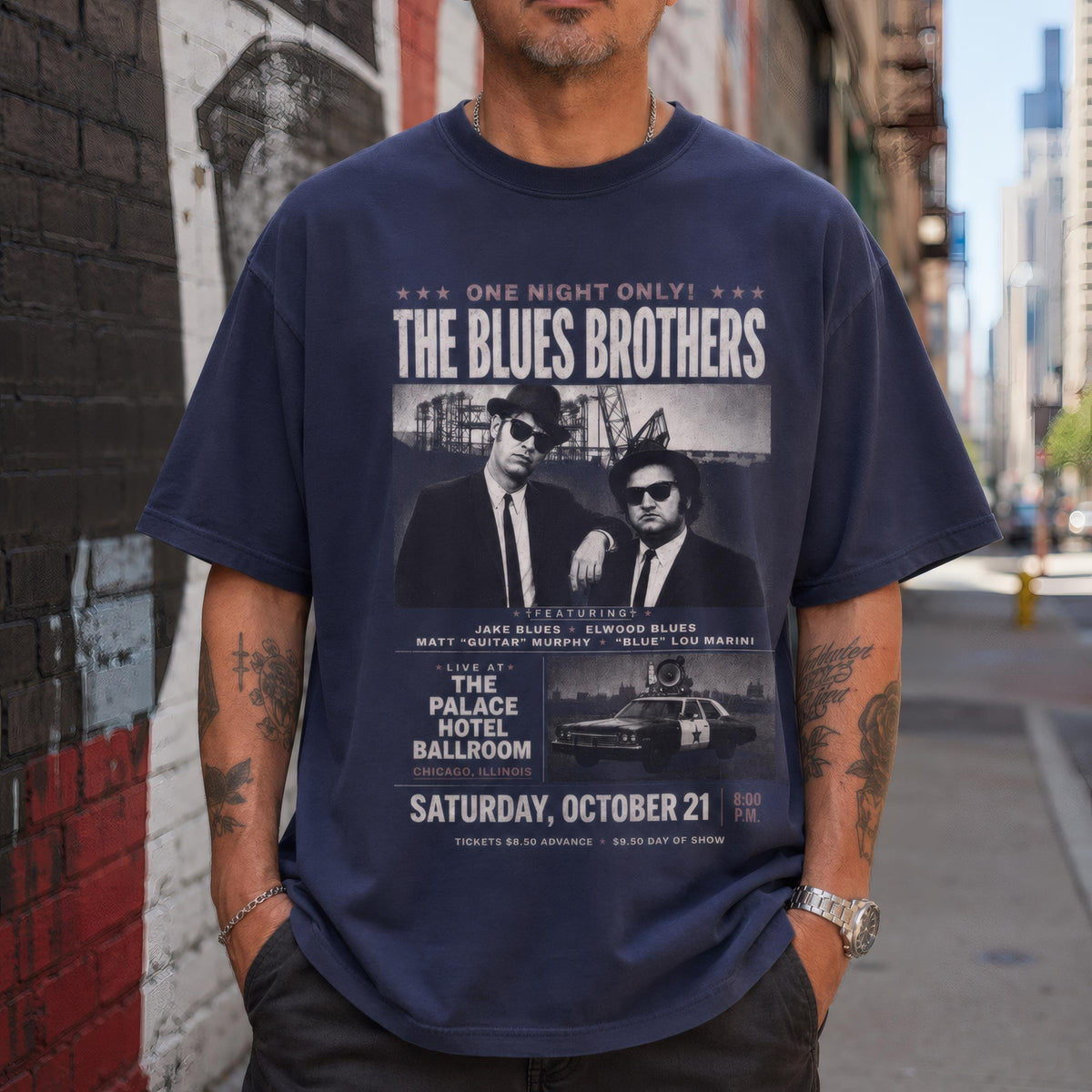 Blues Brothers Shirt, Vintage 80s Concert Tee with Retro Design