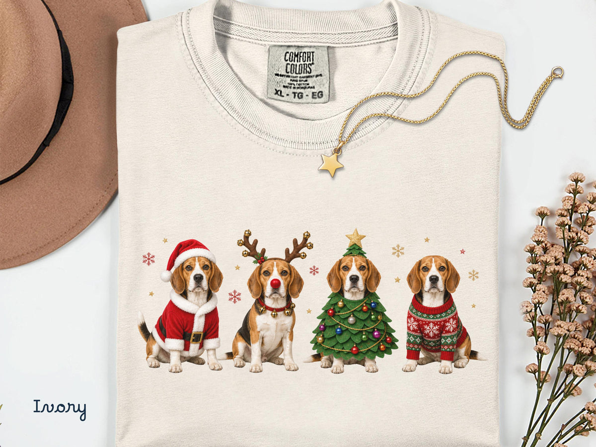 Beagle Christmas Shirt, Beagle Holiday Shirt, Dog Lover Gift ,Holiday Tee, Cute Christmas Dog Shirt, Comfort Colors Shirt