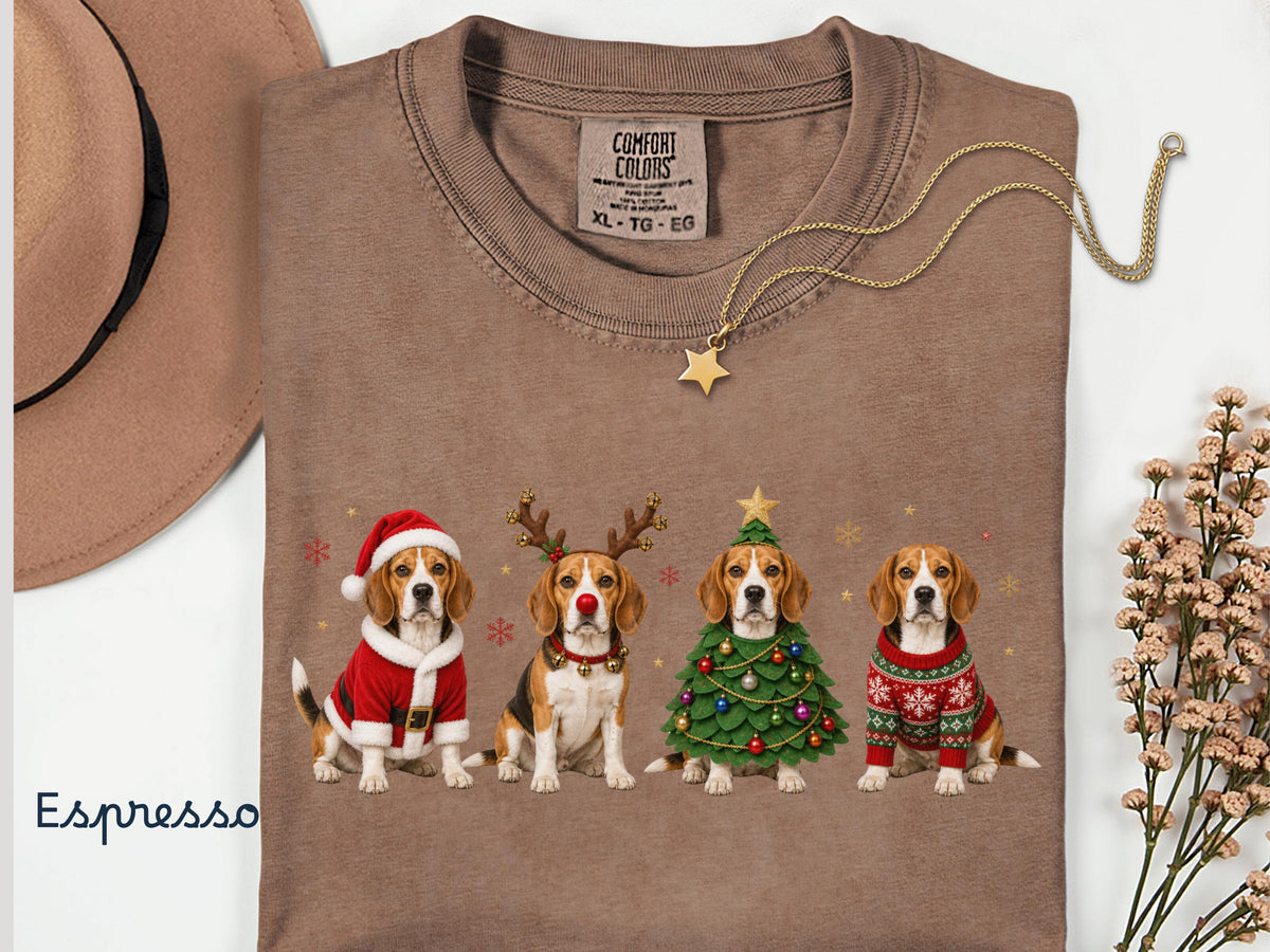 Beagle Christmas Shirt, Beagle Holiday Shirt, Dog Lover Gift ,Holiday Tee, Cute Christmas Dog Shirt, Comfort Colors Shirt