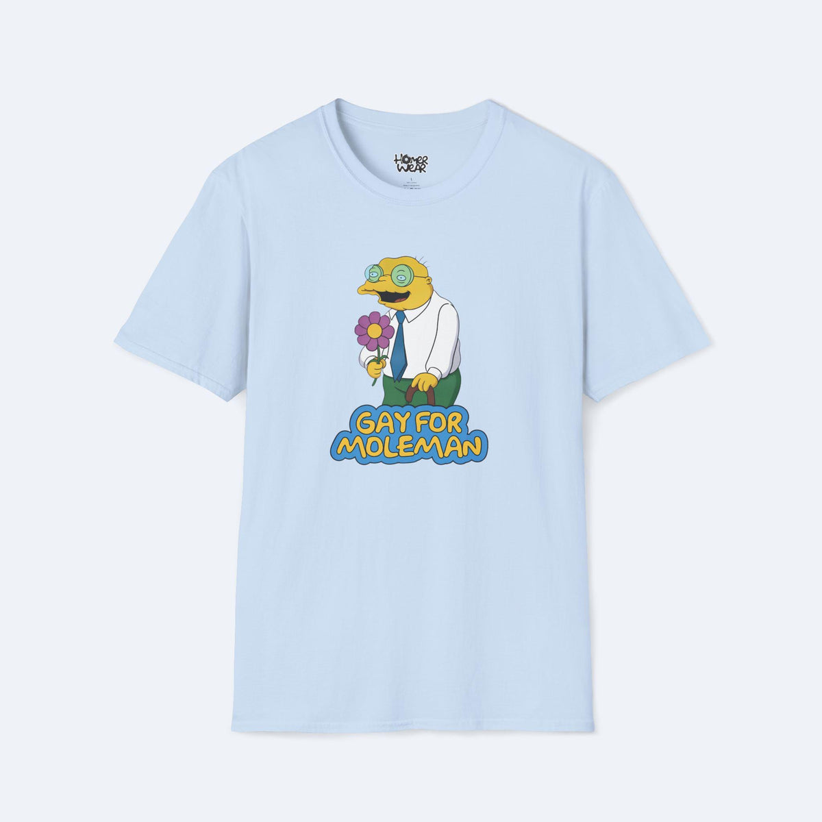 Gay For Moleman T-Shirt Funny Simpsons Meme Graphic Tee Retro Cartoon Humor Shirt Hans Moleman Quote Vintage TV Gift Unisex Top