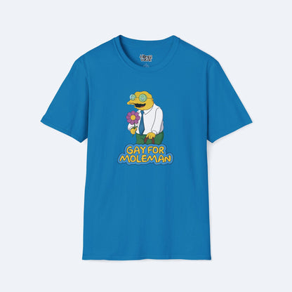 Gay For Moleman T-Shirt Funny Simpsons Meme Graphic Tee Retro Cartoon Humor Shirt Hans Moleman Quote Vintage TV Gift Unisex Top