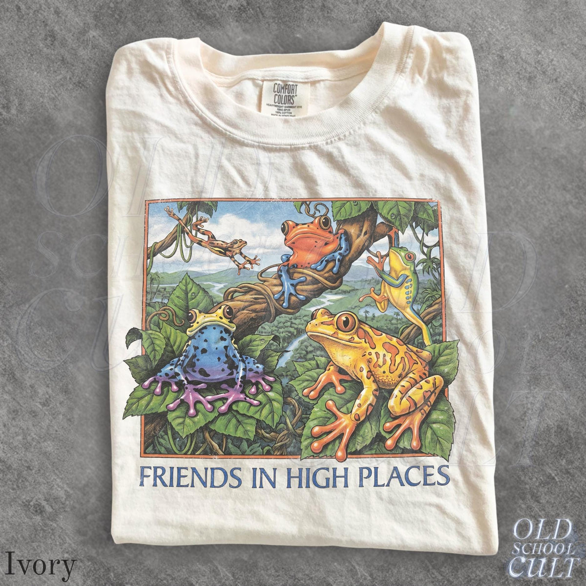 Friends in High Places Frog 90s Shirt, Colorful Tree Frog Graphic Tee, Poison Dart Frog Lover Gift, Amphibian Nature Herpetology T-Shirt