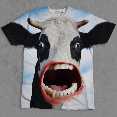 Funny Cow Screaming T-Shirt, Present Tee, Funny Shirt, Unisex T-Shirt, Inappropriate Ironic Shirt