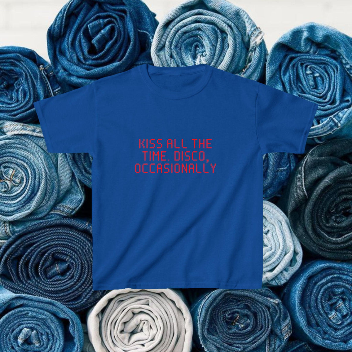 Kiss All The Time Disco Occasionally Baby Tee, Funny Disco Slogan Shirt