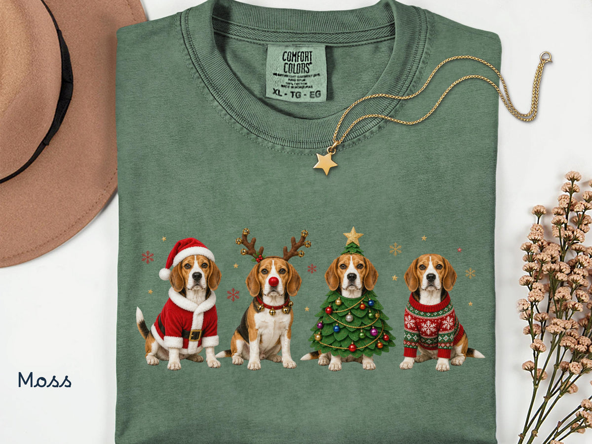 Beagle Christmas Shirt, Beagle Holiday Shirt, Dog Lover Gift ,Holiday Tee, Cute Christmas Dog Shirt, Comfort Colors Shirt