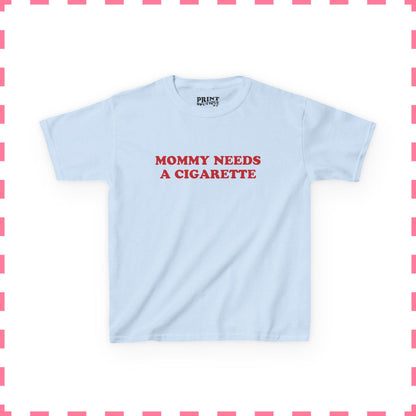 Mommy Needs A Cigarette Baby Tee, Funny Mom Shirt, Retro Smoking Crop Top, Cool Mom Y2K Tee, Sarcastic Graphic Top