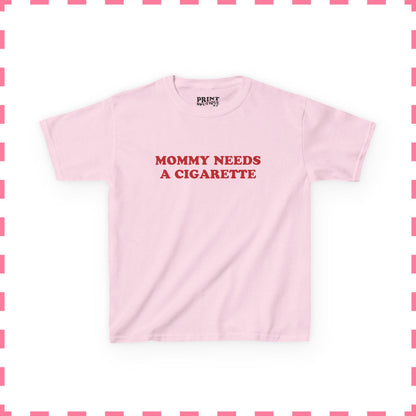 Mommy Needs A Cigarette Baby Tee, Funny Mom Shirt, Retro Smoking Crop Top, Cool Mom Y2K Tee, Sarcastic Graphic Top