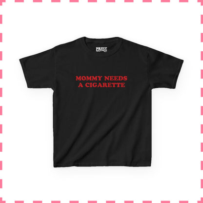 Mommy Needs A Cigarette Baby Tee, Funny Mom Shirt, Retro Smoking Crop Top, Cool Mom Y2K Tee, Sarcastic Graphic Top