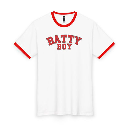 Batty Boy ringer tee | Retro collegiate text shirt