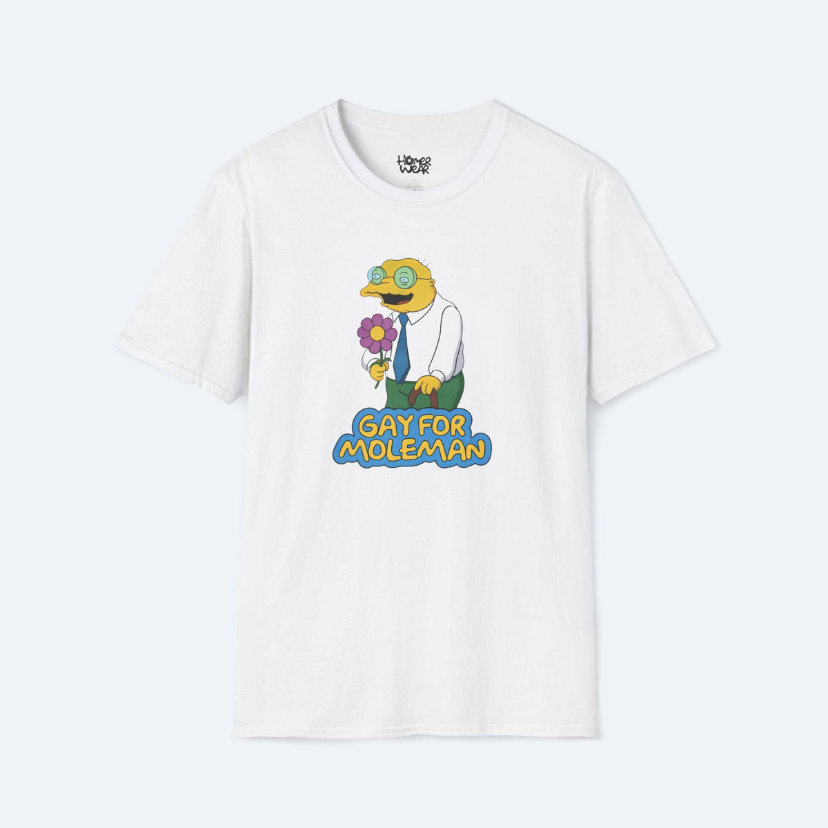 Gay For Moleman T-Shirt Funny Simpsons Meme Graphic Tee Retro Cartoon Humor Shirt Hans Moleman Quote Vintage TV Gift Unisex Top