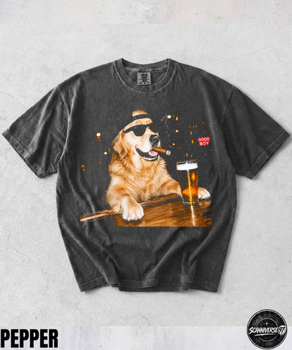 Golden Retriever Drinking Beer Graphic T-Shirt,Sarcastic Dog Meme Shirt,Golden Retriever Lovers Gift,Retriever Mom Dad Shirt,Stupid Shirt