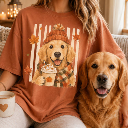 Fall Dogs Comfort Colors Shirt  120+ Dog Breeds, Personalized Dog Mom Tee, Autumn Cosy Dog T-Shirt, Pumpkin Spice Autumn Custom Pet Portrait