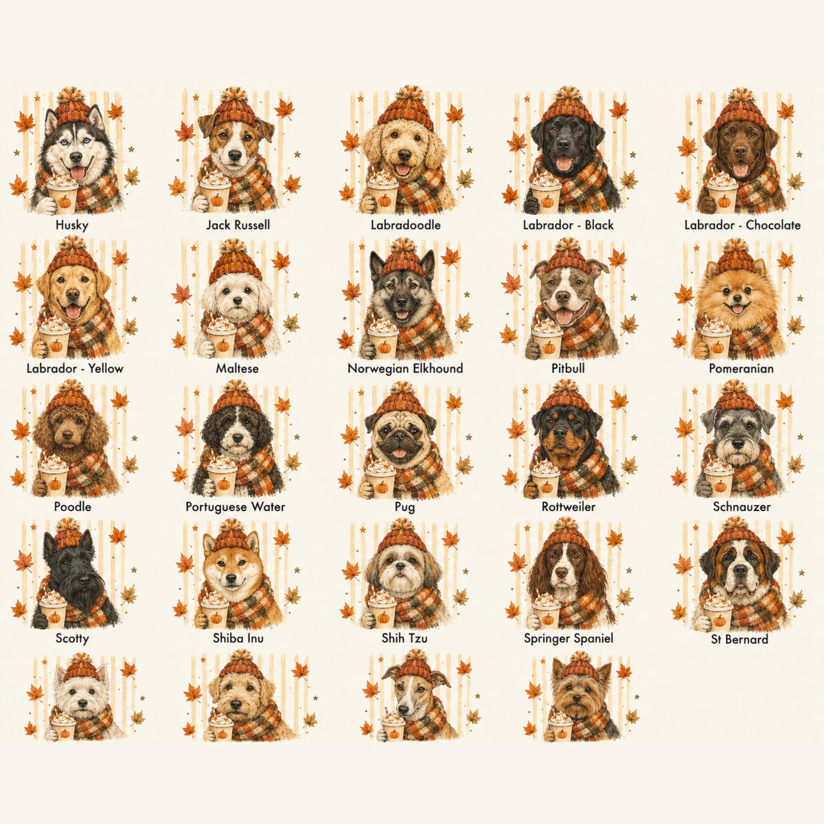 Fall Dogs Comfort Colors Shirt  120+ Dog Breeds, Personalized Dog Mom Tee, Autumn Cosy Dog T-Shirt, Pumpkin Spice Autumn Custom Pet Portrait