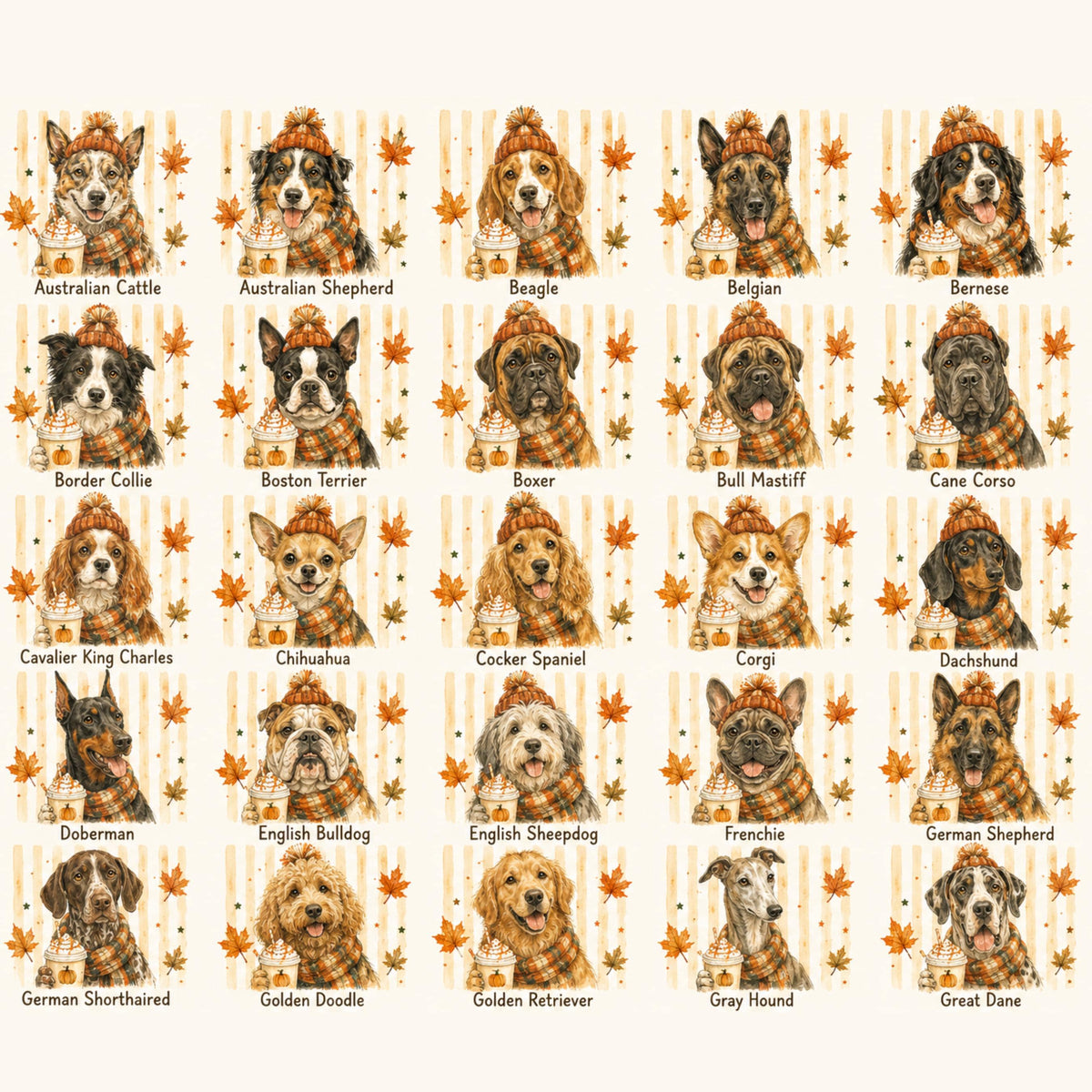 Fall Dogs Comfort Colors Shirt  120+ Dog Breeds, Personalized Dog Mom Tee, Autumn Cosy Dog T-Shirt, Pumpkin Spice Autumn Custom Pet Portrait