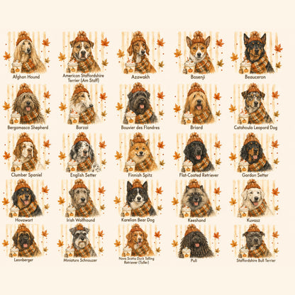 Fall Dogs Comfort Colors Shirt  120+ Dog Breeds, Personalized Dog Mom Tee, Autumn Cosy Dog T-Shirt, Pumpkin Spice Autumn Custom Pet Portrait