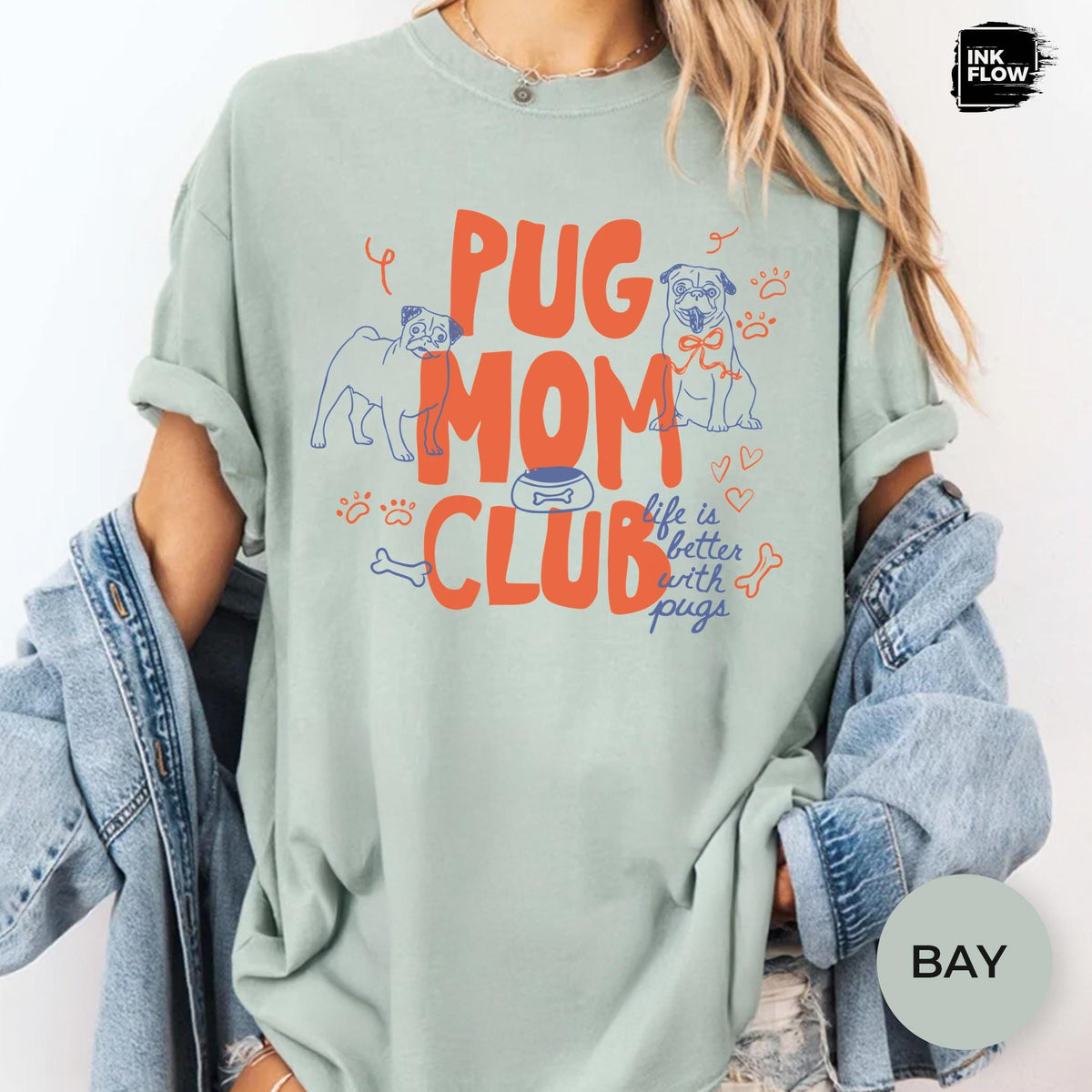 Pug Mom Club Comfort Colors T-Shirt – Funny Dog Mom Graphic Tee