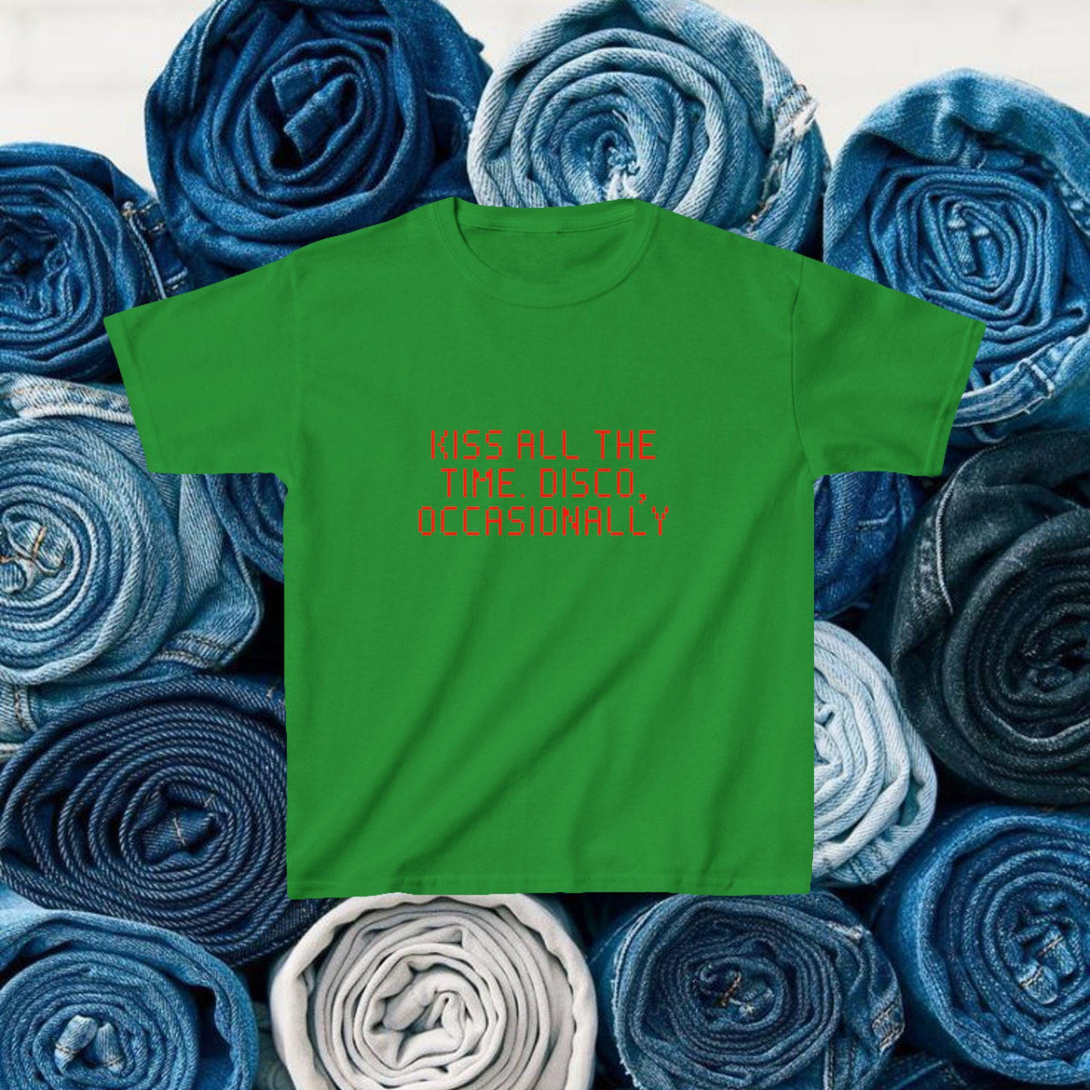 Kiss All The Time Disco Occasionally Baby Tee, Funny Disco Slogan Shirt