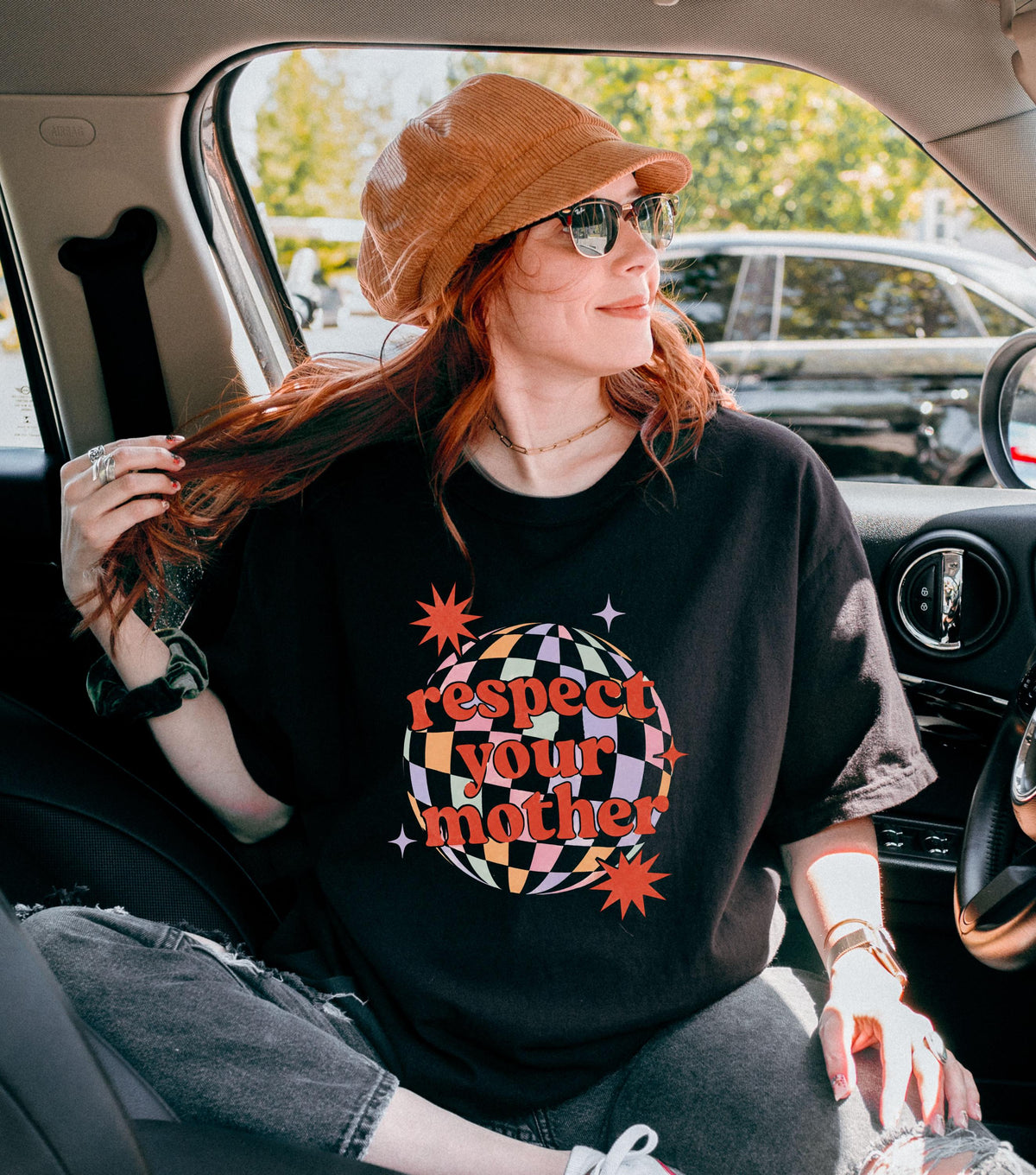 Disco Ball Graphic Shirt: Respect Disco Tee, Retro Romantic Mother Comfort Colors T-shirt, Christmas Gift