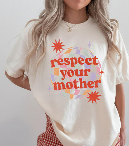 Disco Ball Graphic Shirt: Respect Disco Tee, Retro Romantic Mother Comfort Colors T-shirt, Christmas Gift
