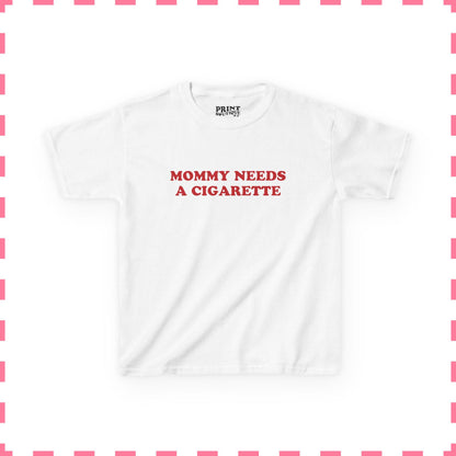 Mommy Needs A Cigarette Baby Tee, Funny Mom Shirt, Retro Smoking Crop Top, Cool Mom Y2K Tee, Sarcastic Graphic Top
