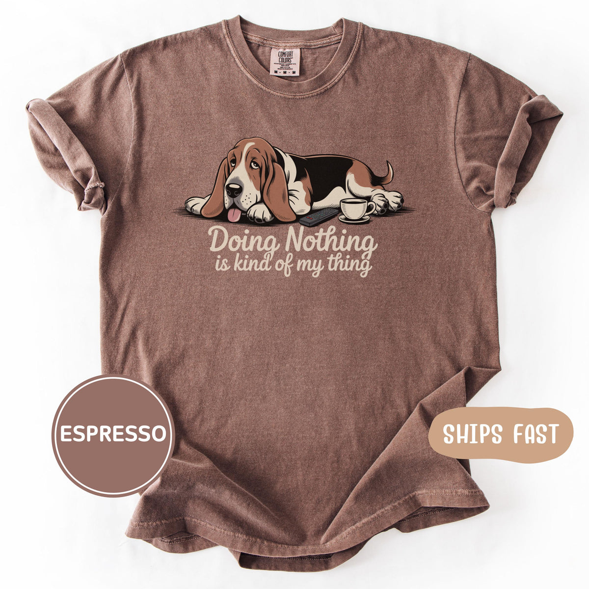 Comfort Colors Funny Basset Hound T-Shirt: Lazy Dog Humor T Shirt