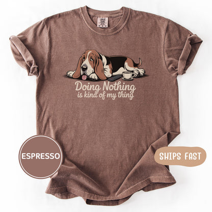 Comfort Colors Funny Basset Hound T-Shirt: Lazy Dog Humor T Shirt