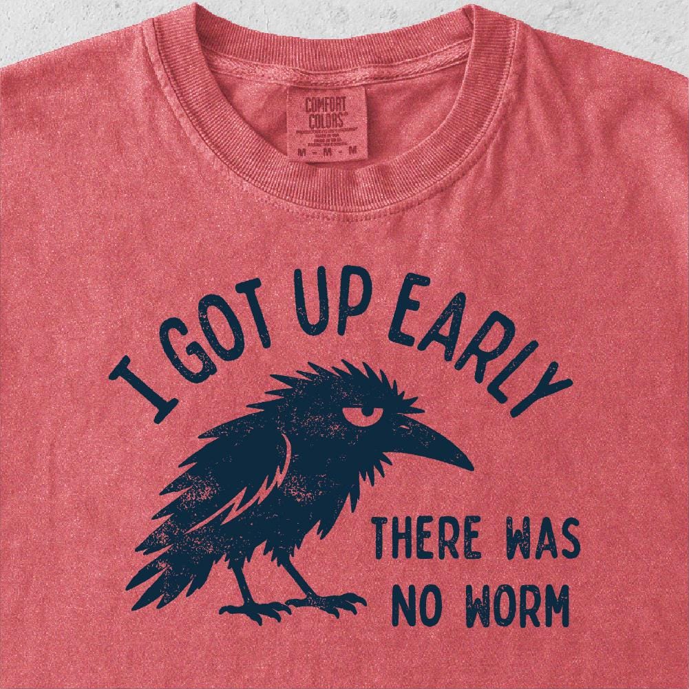 Grumpy Crow Shirt, I Got Up Early No Worm Tee, Bird Lover Humor T-Shirt