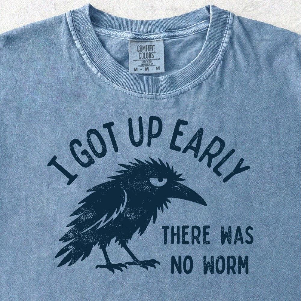 Grumpy Crow Shirt, I Got Up Early No Worm Tee, Bird Lover Humor T-Shirt