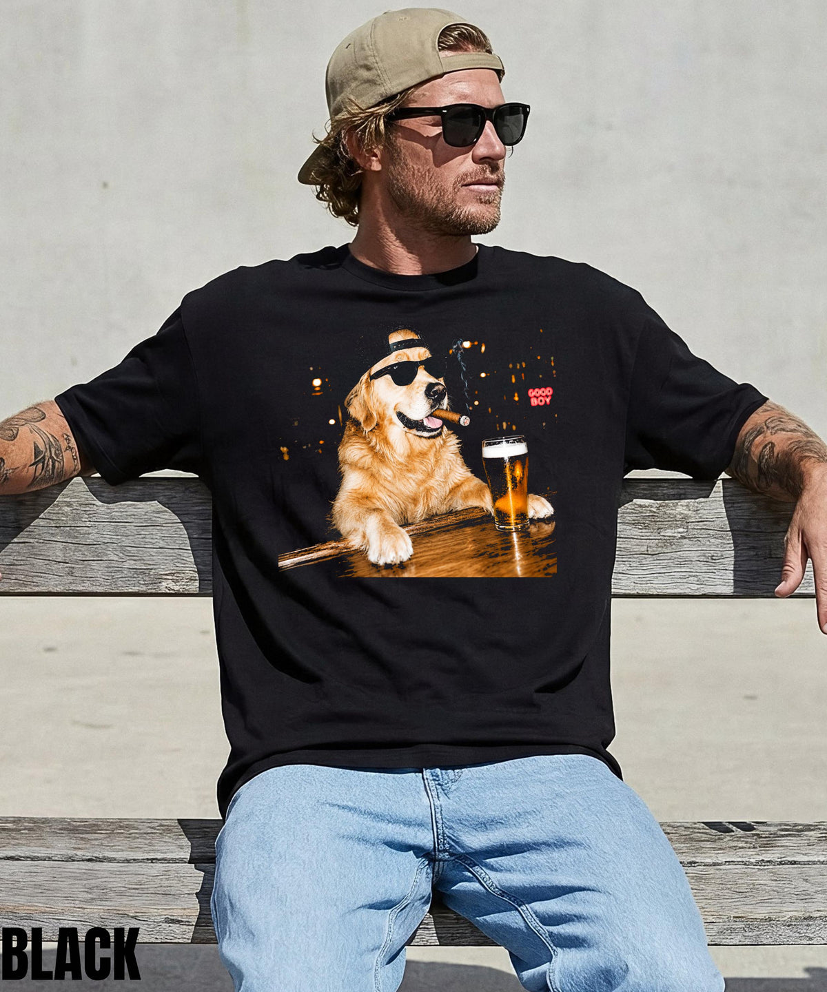 Golden Retriever Drinking Beer Graphic T-Shirt,Sarcastic Dog Meme Shirt,Golden Retriever Lovers Gift,Retriever Mom Dad Shirt,Stupid Shirt