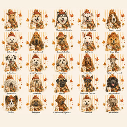 Fall Dogs Comfort Colors Shirt  120+ Dog Breeds, Personalized Dog Mom Tee, Autumn Cosy Dog T-Shirt, Pumpkin Spice Autumn Custom Pet Portrait