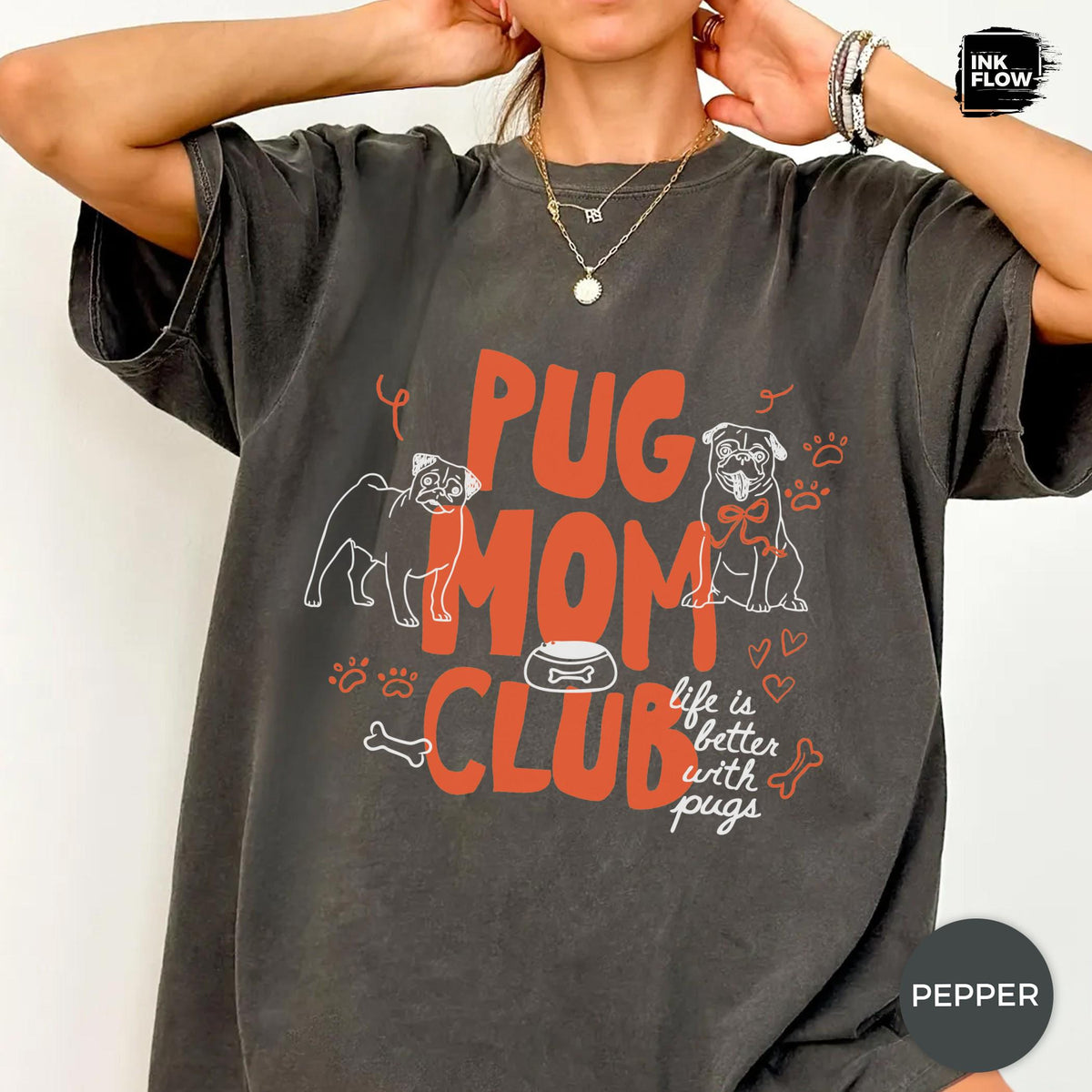 Pug Mom Club Comfort Colors T-Shirt – Funny Dog Mom Graphic Tee