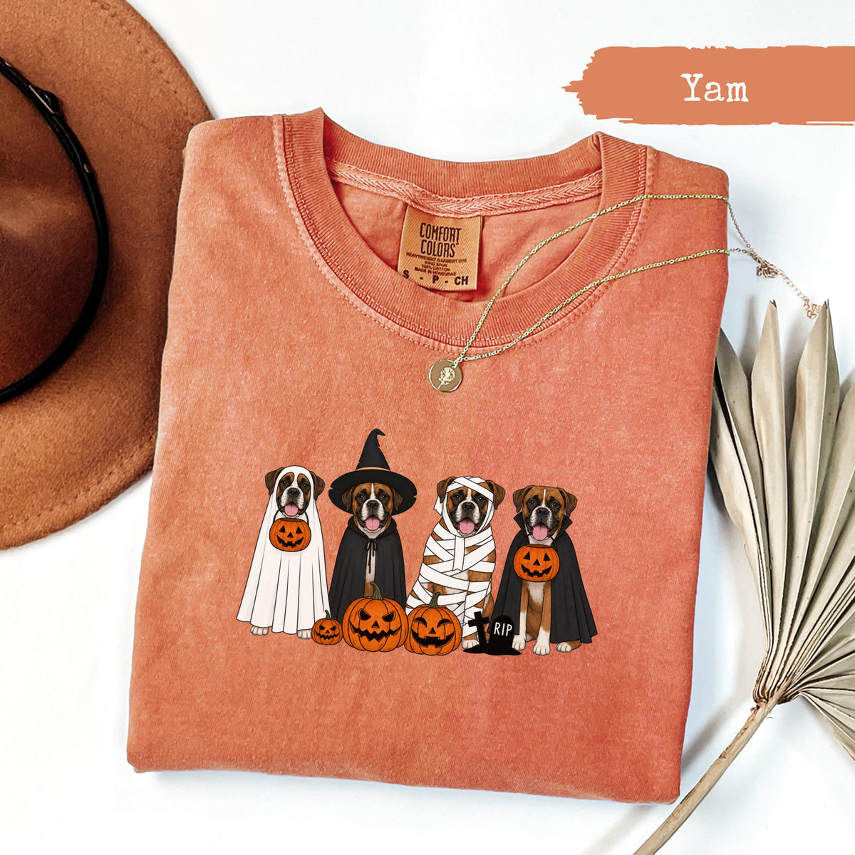Comfort Colors® Halloween Boxer Dogs Shirt, Spooky Puppy Tee, Dog Lover Halloween, Cute Boxer Graphic Tee, Fall Season Shirt